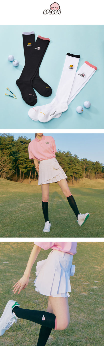 Kakao Friends: Let's Party Cool Over Knee Socks - Apeach (Black) 렛츠파티 냉감 오버 니삭스 - 어피치 (블랙)