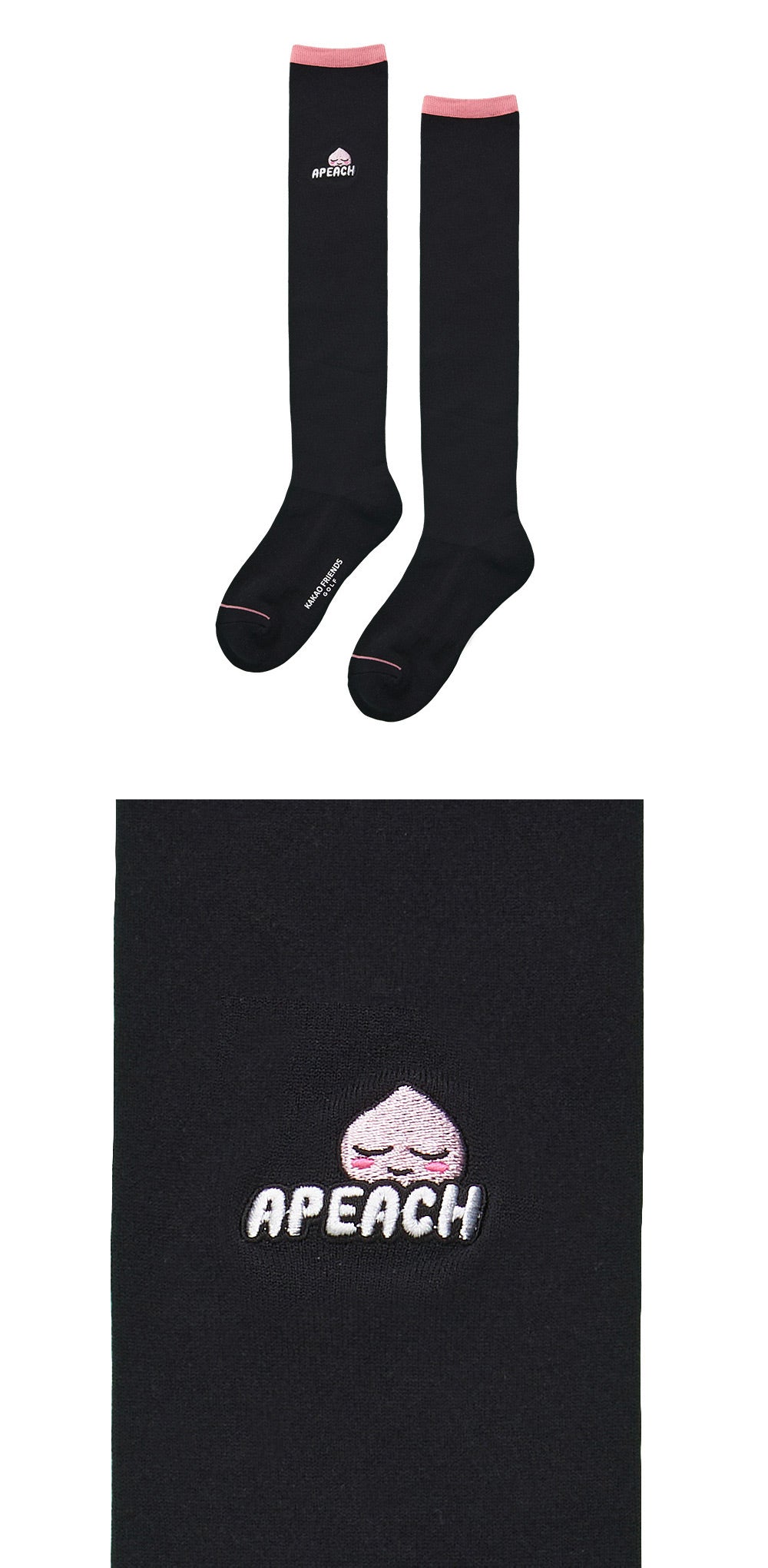 Kakao Friends: Let's Party Cool Over Knee Socks - Apeach (Black) 렛츠파티 냉감 오버 니삭스 - 어피치 (블랙)