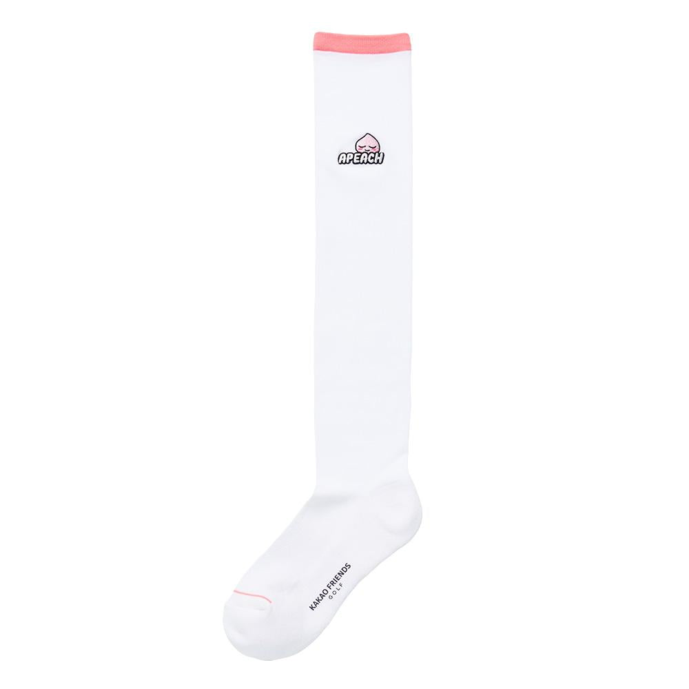 Kakao Friends: Let's Party Cool Over Knee Socks - Apeach (White) 렛츠파티 냉감 오버 니삭스 - 어피치 (화이트)