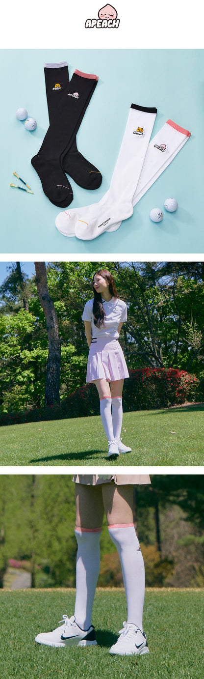 Kakao Friends: Let's Party Cool Over Knee Socks - Apeach (White) 렛츠파티 냉감 오버 니삭스 - 어피치 (화이트)