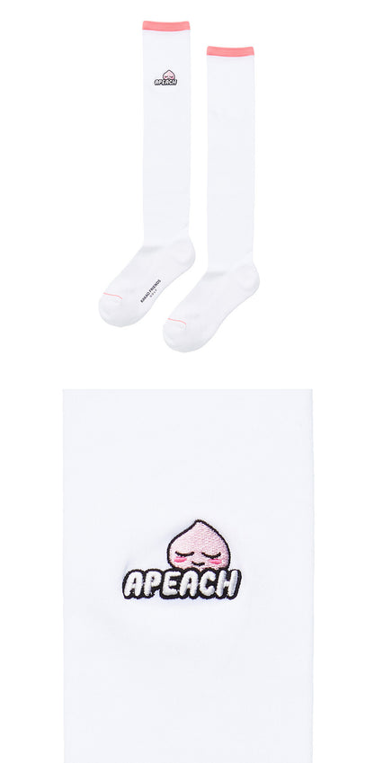 Kakao Friends: Let's Party Cool Over Knee Socks - Apeach (White) 렛츠파티 냉감 오버 니삭스 - 어피치 (화이트)