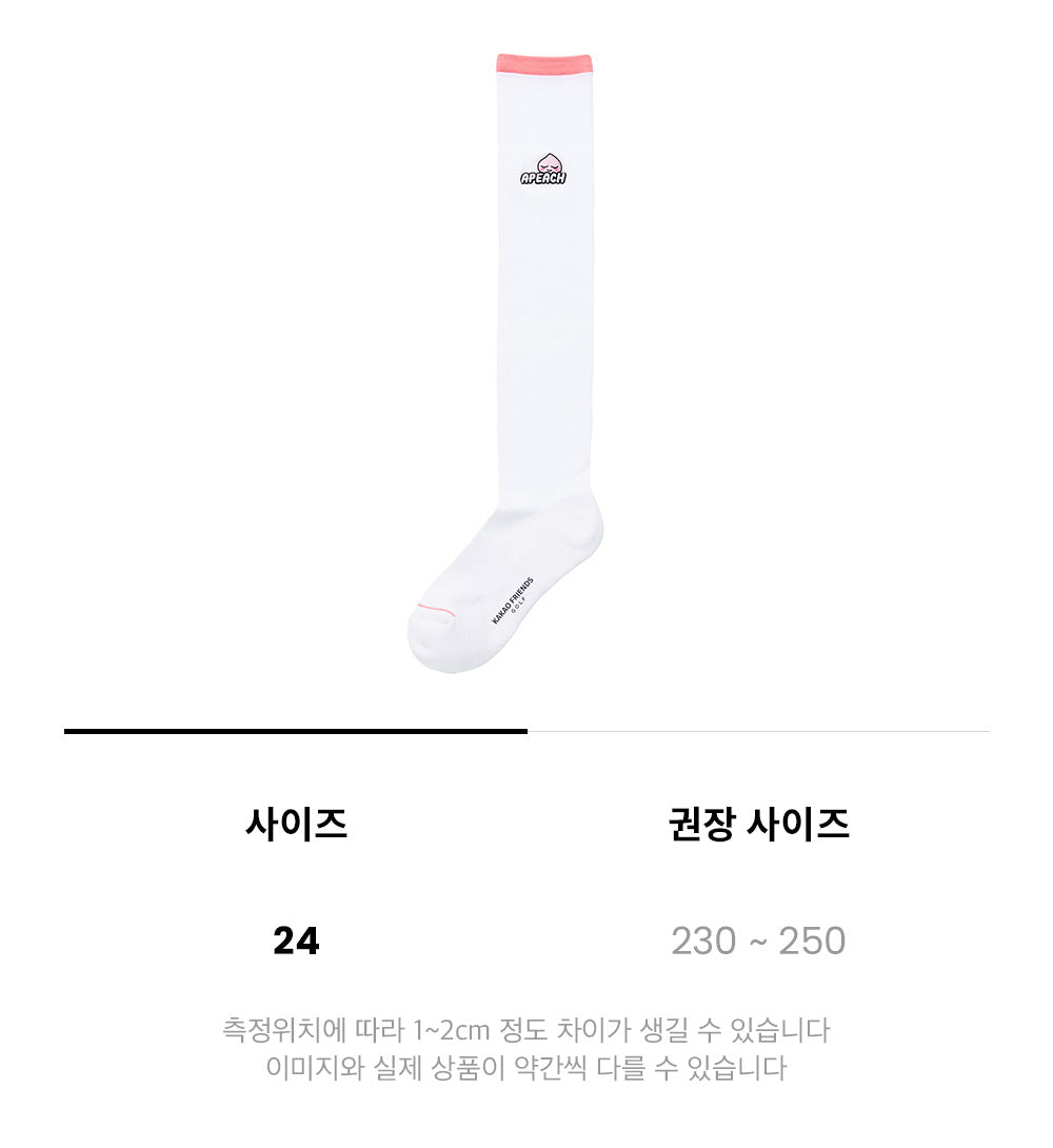 Kakao Friends: Let's Party Cool Over Knee Socks - Apeach (White) 렛츠파티 냉감 오버 니삭스 - 어피치 (화이트)