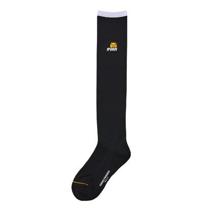 KAKAO FRIENDS: Let's Party Cool Over Knee Socks - Ryan (Black) 렛츠파티 냉감 오버 니삭스 - 라이언(블랙)