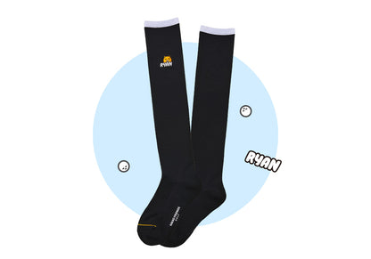 KAKAO FRIENDS: Let's Party Cool Over Knee Socks - Ryan (Black) 렛츠파티 냉감 오버 니삭스 - 라이언(블랙)