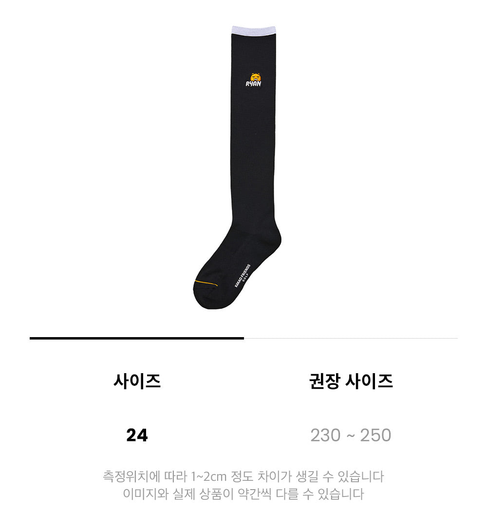 KAKAO FRIENDS: Let's Party Cool Over Knee Socks - Ryan (Black) 렛츠파티 냉감 오버 니삭스 - 라이언(블랙)