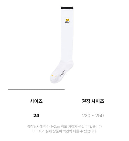 KAKAO FRIENDS: Let's Party Cool Over Knee Socks - Ryan (White) 렛츠파티 냉감 오버 니삭스 - 라이언(화이트)