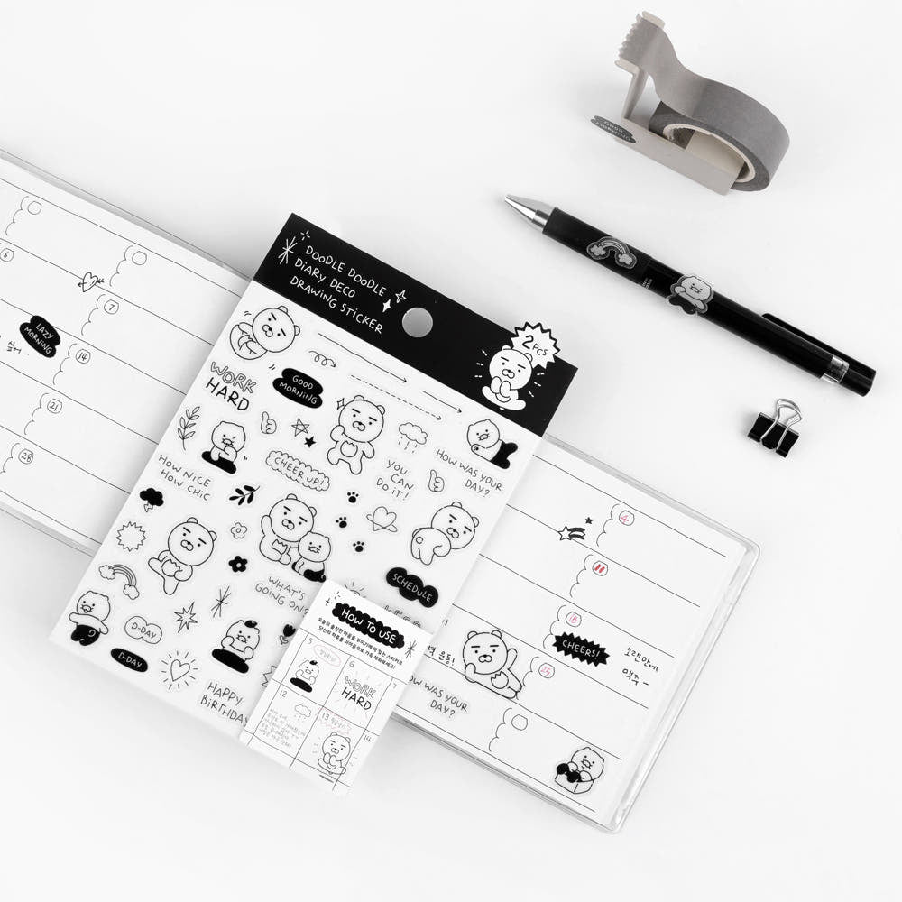 [KAKAO FRIENDS] Doodle Doodle Waterproof Deco Sticker 2pc Set - 두들두들 방수 데코 스티커 2pc 세트