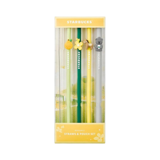 [K-Starbucks] Jeji Island Special Edition Silicon Straw 4pc Set - 스타벅스 제주 스페셜 에디션 실리콘 빨대 4개 세트