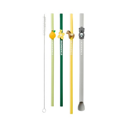 [K-Starbucks] Jeji Island Special Edition Silicon Straw 4pc Set - 스타벅스 제주 스페셜 에디션 실리콘 빨대 4개 세트