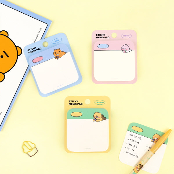 [KAKAO FRIENDS] Round Sticky Notes Set Ryan & Apeach & Choonsik 3 piece - 라운드 포스트잇(점착 메모지) 세트