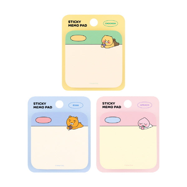 [KAKAO FRIENDS] Round Sticky Notes Set Ryan & Apeach & Choonsik 3 piece - 라운드 포스트잇(점착 메모지) 세트