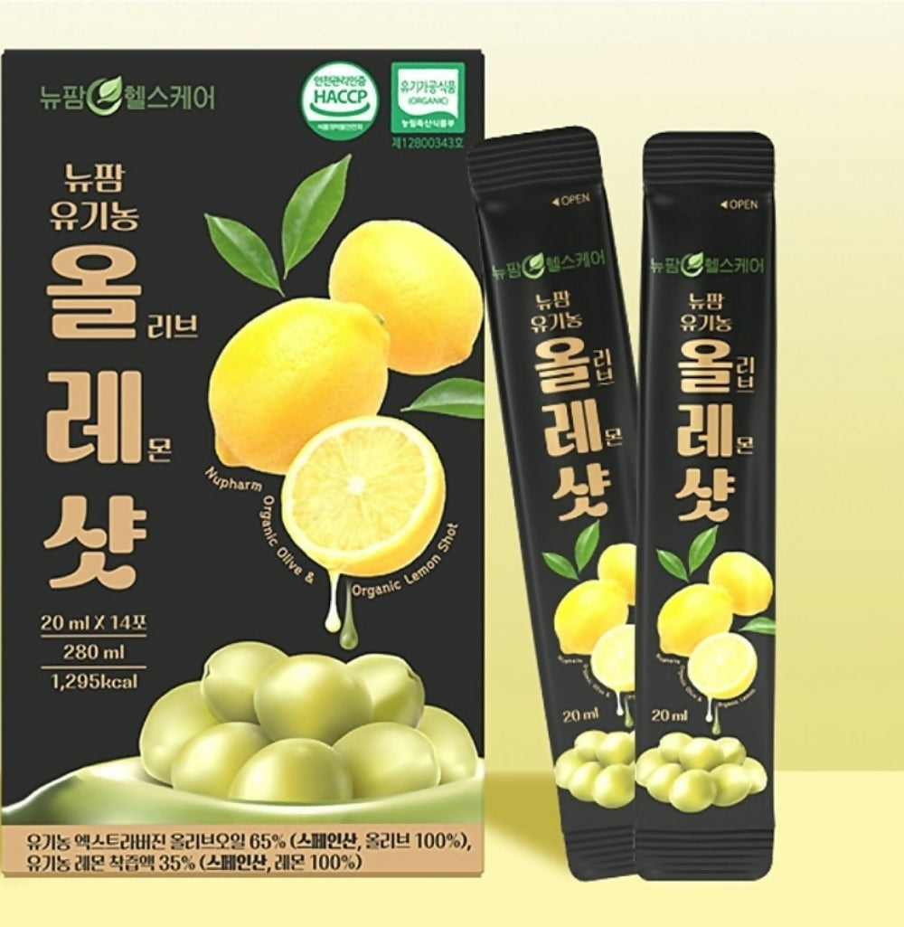 [NEWPHAM] 100% Organic Olive Oil + Lemon Shot 20ml x 14pack - 뉴팜 100% 유기농 올레샷 20ml x 14포