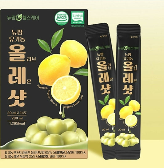 [NEWPHAM] 100% Organic Olive Oil + Lemon Shot 20ml x 14pack - 뉴팜 100% 유기농 올레샷 20ml x 14포