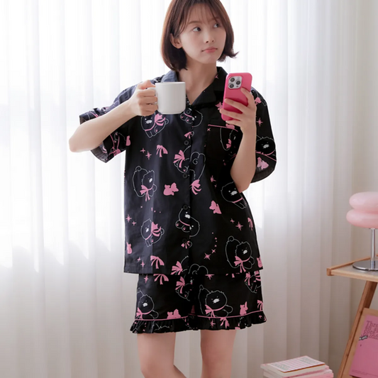 [KAKAO FRIENDS] Black Choonsik Women’s Pajamas Choonsik - 블랙춘 러블리 여성 파자마 춘식이 (Copy)