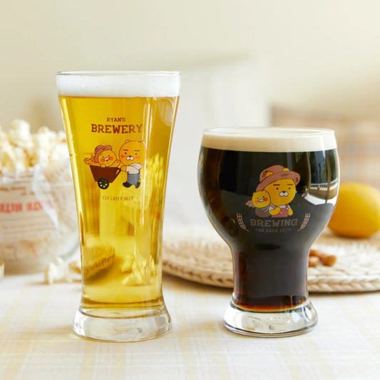 [KAKAO FRIENDS] Solo Drinking Beer Glass 2P Set - Ryan & Choonsik - 혼술 맥주잔 2P세트 라이언&춘식이