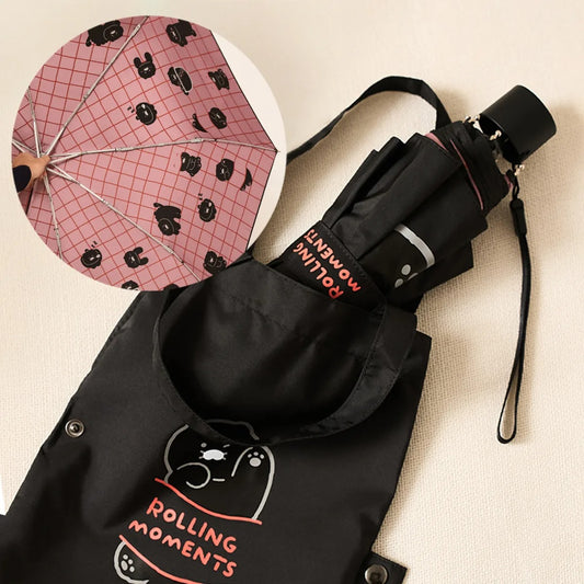 [KAKAO FRIENDS] Black Choon Mini Pouch Umbrella & Parasol_Choonsik - 블랙춘 미니파우치 양우산 춘식이