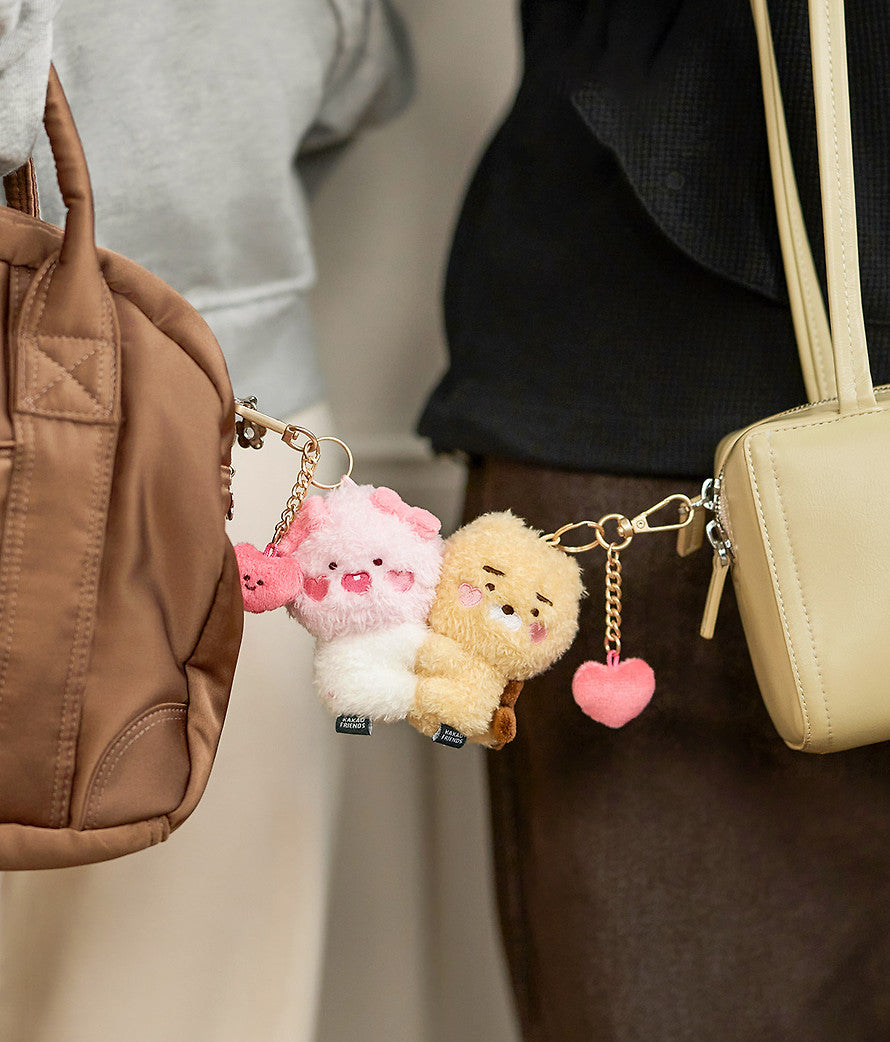 [KAKAO FRIENDS] Little Ryan & Apeach Love Magnet Keyring Stuffy Set - 러브 마그넷 키링 인형 세트_리틀라이언 & 리틀어피치