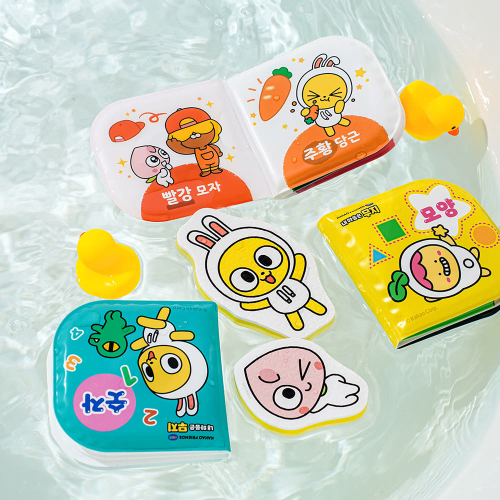 [KAKAO FRIENDS] Kids Waterproof Bath Book 3pc set - 내 마음은 무지 목욕놀이 어린이용 책 3개 세트