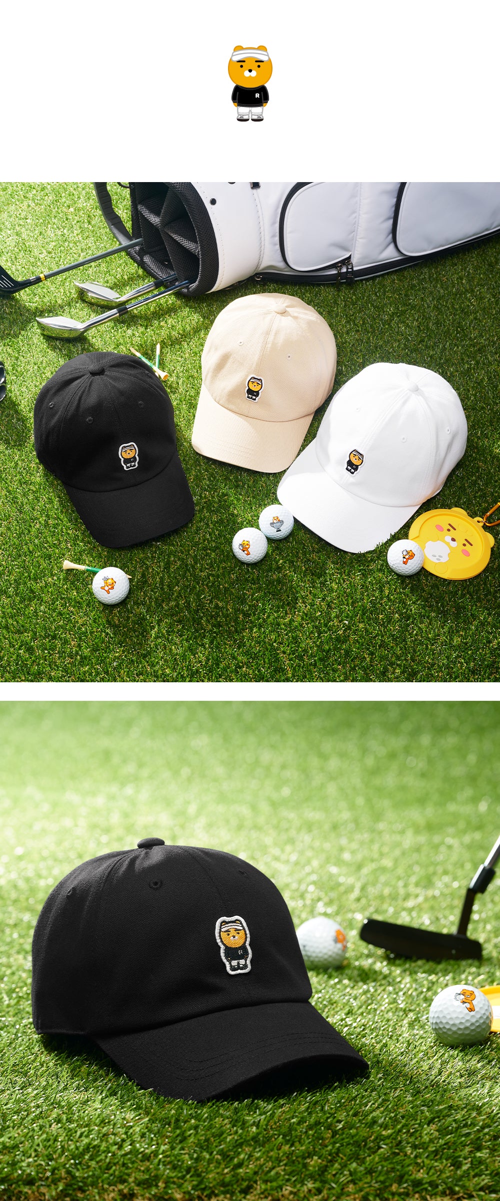 [KAKAO FRIENDS] Golf Ball Cap – Ryan 라이언 골프렌즈 볼캡- Black