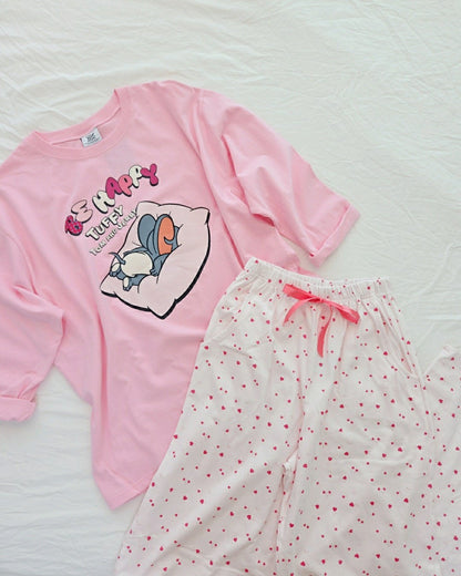 [DISNEY] Tom and Jerry Be Happy Pajama Set - 디즈니 톰과 제리 잠옷, 파자마 세트