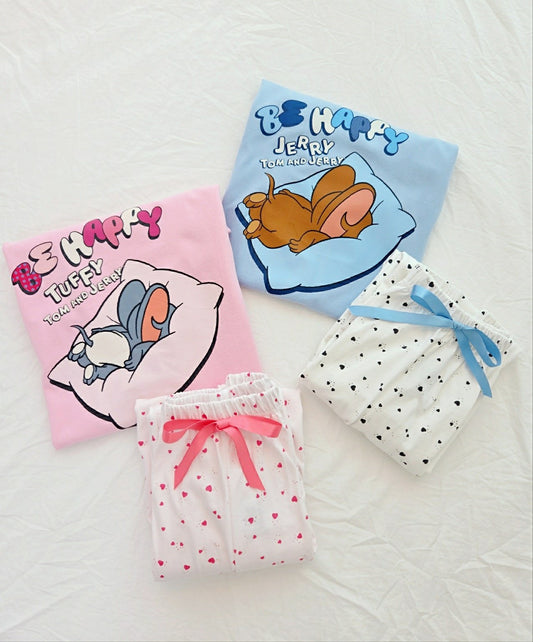 [DISNEY] Tom and Jerry Be Happy Pajama Set - 디즈니 톰과 제리 잠옷, 파자마 세트