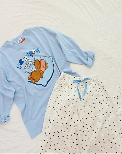 [DISNEY] Tom and Jerry Be Happy Pajama Set - 디즈니 톰과 제리 잠옷, 파자마 세트