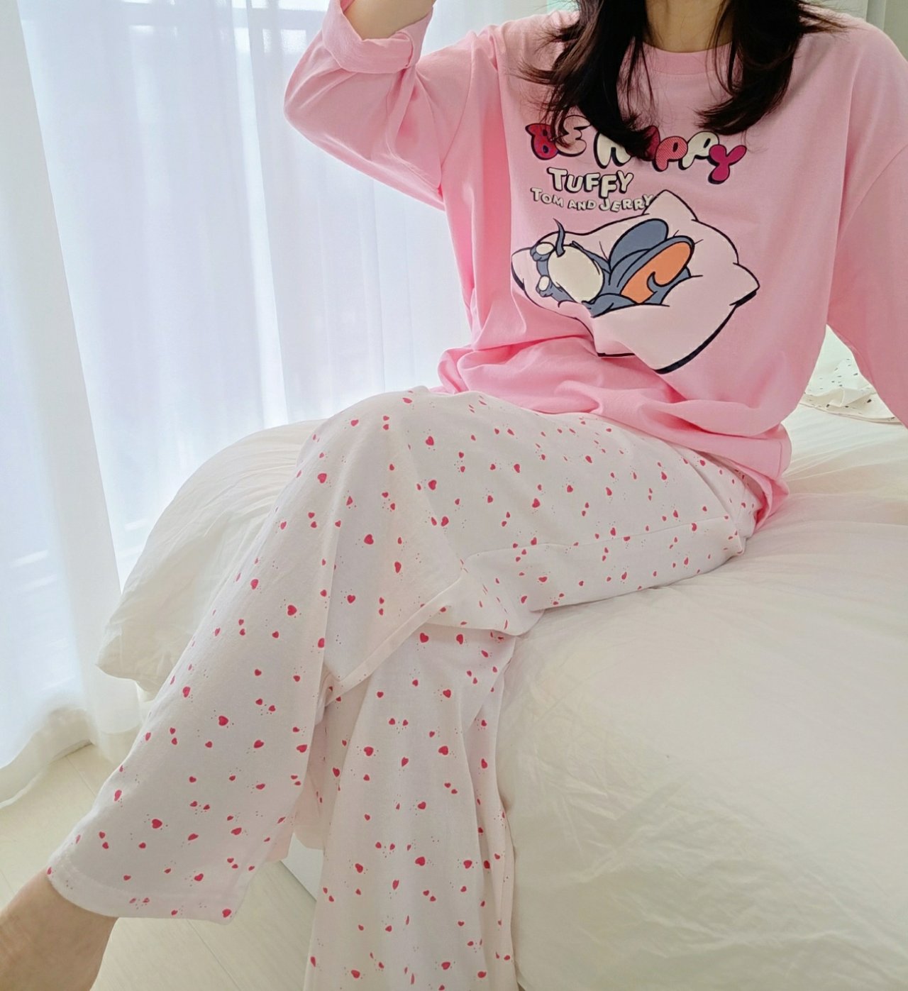 [DISNEY] Tom and Jerry Be Happy Pajama Set - 디즈니 톰과 제리 잠옷, 파자마 세트