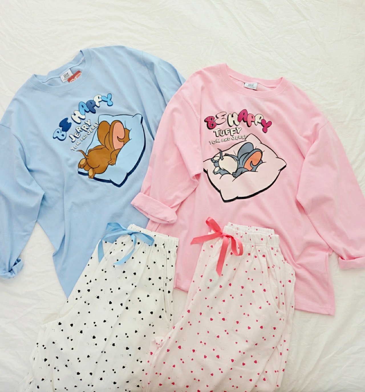 [DISNEY] Tom and Jerry Be Happy Pajama Set - 디즈니 톰과 제리 잠옷, 파자마 세트