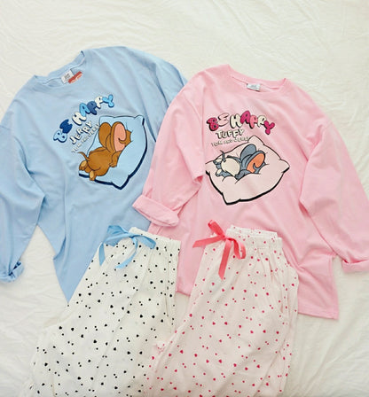 [DISNEY] Tom and Jerry Be Happy Pajama Set - 디즈니 톰과 제리 잠옷, 파자마 세트
